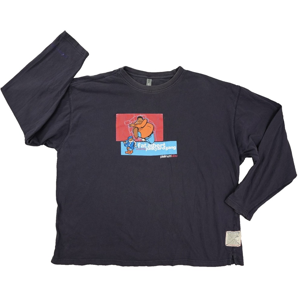Platinum Fubu Vintage Fat Albert Long Sleeve Graphic T Shirt Blue Men's 2XL